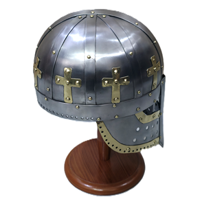 Casco Vikingo Cruzado Hecho a Mano en Acero Suave con Detalles en Latón, Armadura Medieval de Caballero, para Feria Renacentista - Product Image 2