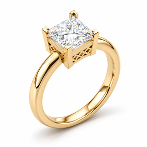 Anillo de Compromiso Solitario con Diamante Cultivado en Laboratorio, Corte Princesa, 1.67 CTS, Clásico, Oro Amarillo de 14K, Chapado en Rodio, Certificado IGI - Product Image 1