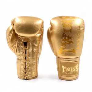 Guantes de Boxeo de Cuero de Alta Calidad Color Dorado Personalizados con Cierre de Gancho y Lazo y Correas Ajustables para Kick Boxing y Artes Marciales - Product Image 1