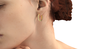 Pendientes de Aro Minimalistas Chapados en Oro de 18K con Diamantes de Corte Redondo, Aros Huggie con Diamantes y Engaste Compartido, Joyería para Mujer - Product Image 2