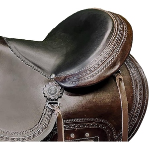 Selle de cheval western en cuir véritable sur mesure, équipement d'équitation haut de gamme avec sangles d'étrier décoratives, OEM - Product Image 5