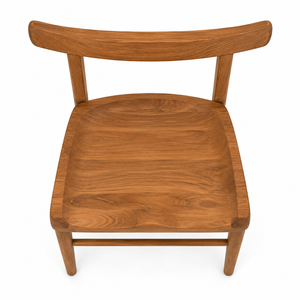 Chaise de salle à manger moderne en teck massif avec dossier incurvé |   Chaise de salle à manger contemporaine faite à la main et écologique pour appartement, parc, hôtel - Product Image 3