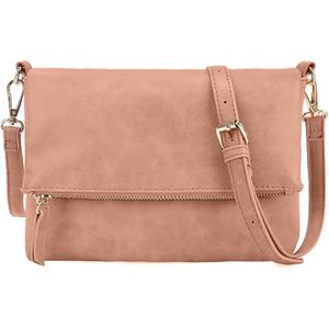 <b>Pink</b> PU Leather Crossbody Bag Flap Messenger <b>Purse</b> Adjustable Strap Zipper Closure for Daily Travel Women - Product Image 2
