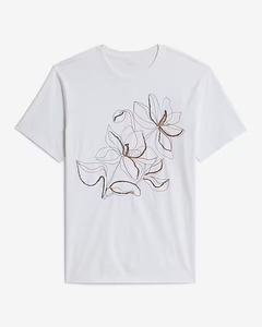 Camiseta de Algodón Blanca para Hombre al por Mayor, Diseño Floral Bordado a Mano, Cuello Redondo, Informal, para Verano - Product Image 1