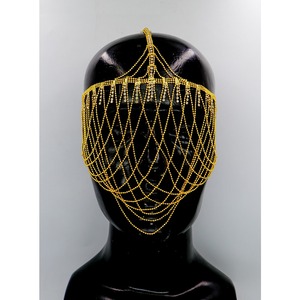 Mode dame voile de mariage géométrique charme visage masque couleur gland perles pierre strass masque pour les femmes fête bal bijoux - Product Image 3