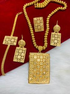One Gram 24K Gold Plated Bokli <b>Chain</b> Pendant Set Trendy Unisex Women's Jewelry - Product Image 2