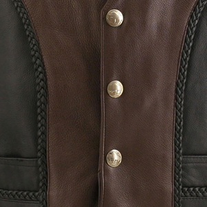 Gilet de motard en cuir premium pour homme, vêtement de club moto en cuir véritable avec fermeture latérale à lacets - Product Image 6