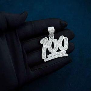 SM Jewels - Collar con Colgante de Letra de Moissanita Chapado en Rodio para Hombre, Estilo Hip Hop, Joyería de Lujo, Colgantes y Dijes de Moda - Product Image 3