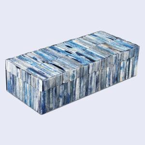 Caja de Joyería Rectangular de Madera AL MALIK CRAFT AMC con Incrustaciones Florales Azules y Blancas, Capacidad de 0-1L para Organizadores de Almacenamiento - Product Image 4