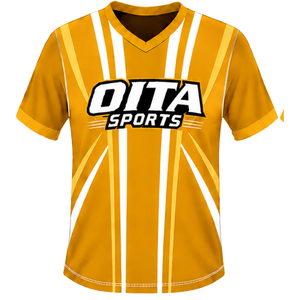 Camiseta de Rugby Amarillo Dorado y Blanco, Manga Corta, Cuello en V, Uniforme de Equipo, Transpirable, Personalizable, Ropa Deportiva de Entrenamiento - Product Image 2