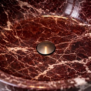 Luxury Modern Natural Rosso Levanto Red Marble Round Vessel <b>Basin</b> Polished for Hotel and Home - Product Image 2