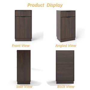 Cestino per rifiuti da 10 galloni con texture ondulata, mobiletto in legno con cassetto a scomparsa estraibile, per la raccolta differenziata e l'organizzazione della cucina - Product Image 5