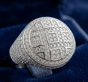 Men's Hip Hop Cluster Moissanite Diamond <b>Ring</b> 925 <b>Sterling</b> <b>Silver</b> Rhodium Plated Bezel <b>Set</b> Geometric Pave <b>Ring</b> Anniversary Gift - Product Image 1