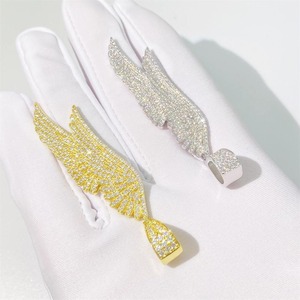 Pendentif Plume en Argent Sterling 925 avec Moissanite VVS, style Hip Hop Iced Out, passe le testeur de diamants - Product Image 2