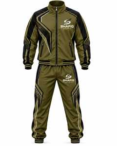 Survêtement unisexe Shafiq imprimé, design sportif à fermeture éclair intégrale, en polyester respirant, tenue athlétique d'hiver, taille élastique, design 2-en-1 - Product Image 3
