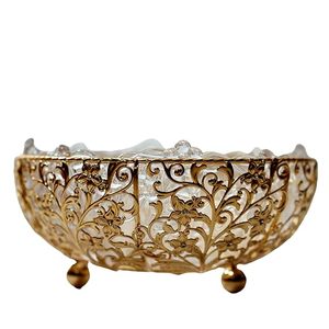 Bol en métal sculpté doré glamour, fait main, décoratif, pour cadeaux de mariage - Product Image 2