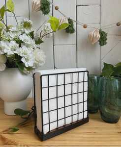 Stylish Metal Napkin Holder with Wooden Base – Modern Organizer for Kitchen and Dining <b>Table</b> Decor - Product Image 2