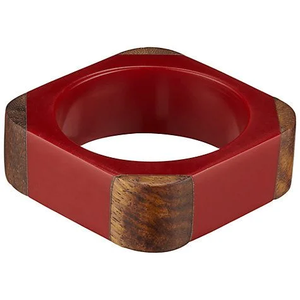 Anillo para servilletas de madera y resina, color rojo, diseño moderno, hecho a mano, al precio más bajo. - Product Image 1