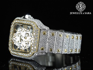 Montre en diamant glacé de qualité supérieure, design luxueux, unisexe, avec cadran en or personnalisé, diamant disponible à un prix abordable - Product Image 4