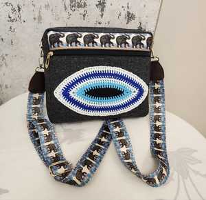 Handmade Elephant Pattern <b>Coin</b> Purse Crossbody <b>Bag</b> Crochet Denim Change Pouch Shoulder Wallet for Daily Travel - Product Image 3