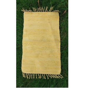 Tapis d'extérieur bohème en jute, rectangulaire, couleur unie, tissage plat, antidérapant, jaune, avec franges, pour terrasse - Product Image 3