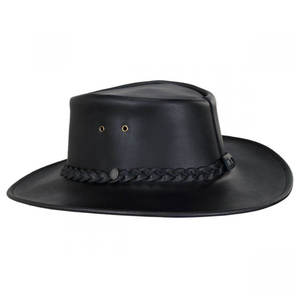 Sombrero de Vaquero de Cuero con Logotipo Personalizado Unisex, Sombrero Plegable Reversible de Diseñador en Negro, Marca Privada - Product Image 4
