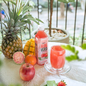 Muestra Gratuita de Bebida de Aloe Vera con Jugo de Fresa en Botella de 500 ml, Fabricante de Bebidas, Marca Privada NAWON - Product Image 5