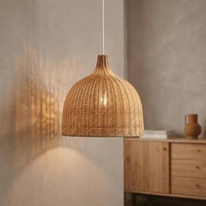 Abat-jour en rotin naturel style bohème, lampe suspendue en osier tressé, abat-jour fait main, lampe suspendue en osier tressé - Product Image 5