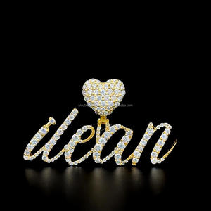 Personalizado Iced Out Hiphop moda letra nombre colgante 100% pasó diamante probador S925 plata VVS Moissanite colgante - Product Image 1