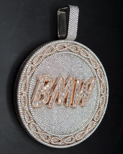 Pendentif Lettre Personnalisé Hip Hop Plaqué Or Sertie de Diamants Moissanite de Laboratoire, Pendentif Lettre Prénom Personnalisé, Pendentif Cercle Deux Lettres Personnalisé - Product Image 1