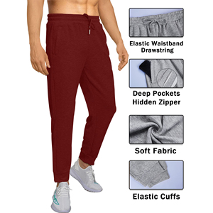 Pantalon de survêtement décontracté pour homme, bleu marine, taille élastique, en coton tricoté mi-lourd, coupe ajustée, idéal pour l'automne - Product Image 5