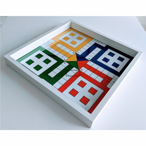 Juego de Mesa Ludo de Madera de Lujo para Niños y Adultos, Tablero de Ludo con Marco de Vidrio Personalizado, Juego de Mesa Cuadrado - Product Image 1