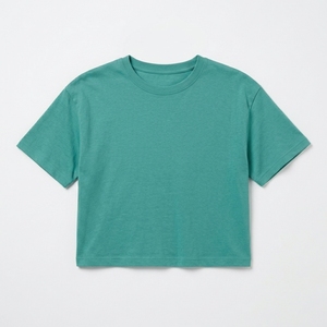 Women <b>Cropped</b> T Shirt Crew Neck Slim Fit Soft Cotton Casual Summer Streetwear T Shirt Crop <b>Top</b> Breathable Soft Tee - Product Image 4