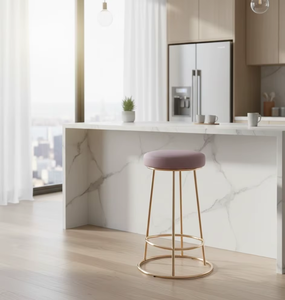 Custom Velvet Bar <b>Stools</b> Modern <b>Adjustable</b> Height Plush Upholstered Seat Durable Steel Frame Commercial Bar Furniture - Product Image 3