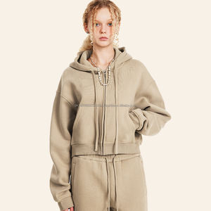 Custom Sweatpants Hoodies Set Street Wear Casual Heavyweight Crop Hoodies y Joggers Trajes para las mujeres - Product Image 5