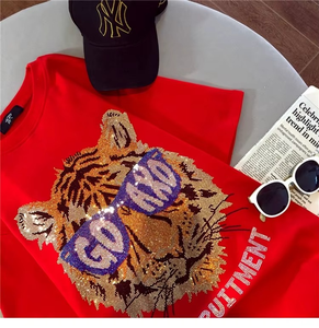 High Quality 100% <b>Combed</b> Cotton 2026 Summer Hot Drill Animal Men's Women's Short Sleeve T-Shirts Regular Fit Breathable - Product Image 2