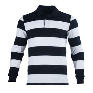 Camiseta de Rugby de Manga Larga para Hombre con Logotipo Personalizado al por Mayor, 100% Algodón con Rayas, Fabricación OEM, Gramaje Pesado - Product Image 1