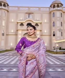 Sari en soie de créateur avec broderie de fils et de sequins, tenue de mariage et de fête, prix de gros, multicolore, vêtement ethnique - Product Image 4