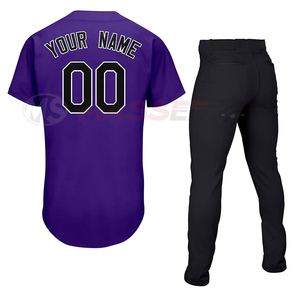 Maillot de baseball violet personnalisé avec nom d'équipe et numéro 00, broderie 3D, encolure cœur, bretelles en X, unisexe, manches longues, coupe classique - Product Image 3
