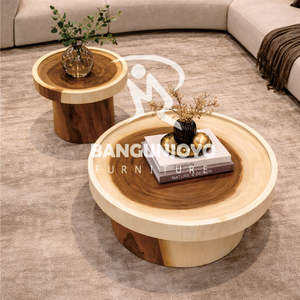 Juego de Mesas de Centro Multifuncionales de Madera Maciza, Pequeñas y Grandes, para Complementar el Sofá de tu Sala de Estar Moderna y Minimalista - Product Image 4