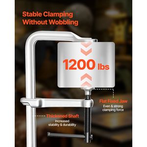 Serres à barre pour le travail du bois, lot de 4, ouverture de 12 po, profondeur de gorge de 4,72 po, limite de charge de 1200 lb, acier robuste forgé - Product Image 3