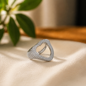 Anillo de Cóctel en Forma de Corazón para Mujer, Plata de Ley 925, Regalo para el Día de San Valentín, Anillo de Compromiso con Moissanita Redonda - Product Image 6