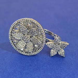 Available At Reasonable Price American Diamond <b>Adjustable</b> <b>Ring</b> with Rhodium Plating 444869 - Product Image 1