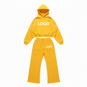 Customs Logo Breathable Tracksuit Outgoing Plain Dyed Heavyweight Hoodies Double Layer 100% Cotton <b>Drop</b> Shoulder Mens Sweatsuits - Product Image 6