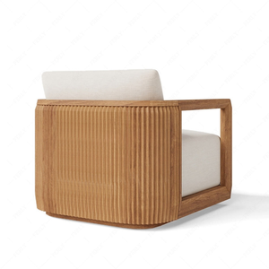 Conjunto de Sofás Modernos para Patio Exterior con Ratán Sintético y Madera, Cojines Suaves, Mesa de Centro Elegante y Diseño Resistente a la Intemperie - Product Image 5