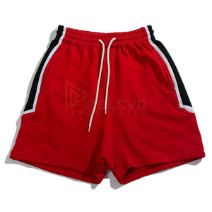Relevo Men's Polyester Shorts Mid Waist Drawstring Closure Side Stripe Pocket Casual Breathable Woven Fabric Sport Style - Product Image 1