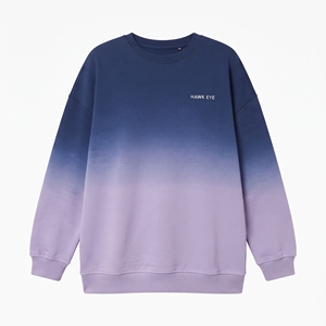 Sweat-shirt dégradé bicolore pour femme en molleton de coton brossé, col rond, manches longues, style décontracté - Product Image 4