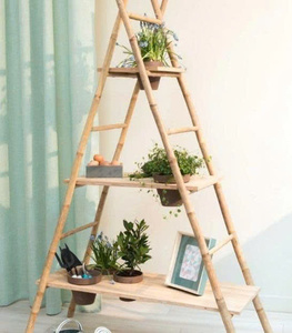 Natural Bamboo <b>Ladder</b> Plant Stand Decorative Rack for Hanging Plants Pots Baskets and Home Decoration - Product Image 2