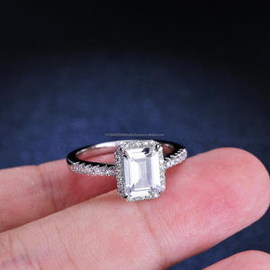 Luxury <b>Emerald</b> Cut Moissanite Engagement <b>Ring</b> 925 Sterling <b>Silver</b> Classic Bridal Wedding Jewelry Elegant Statement <b>Ring</b> - Product Image 1