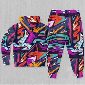 Men's Geometric Print Tracksuit <b>Hooded</b> Full <b>Zip</b> Sweatshirt and Pants Set Streetwear Autumn Breathable Polyester Jogger Outfit - Product Image 5